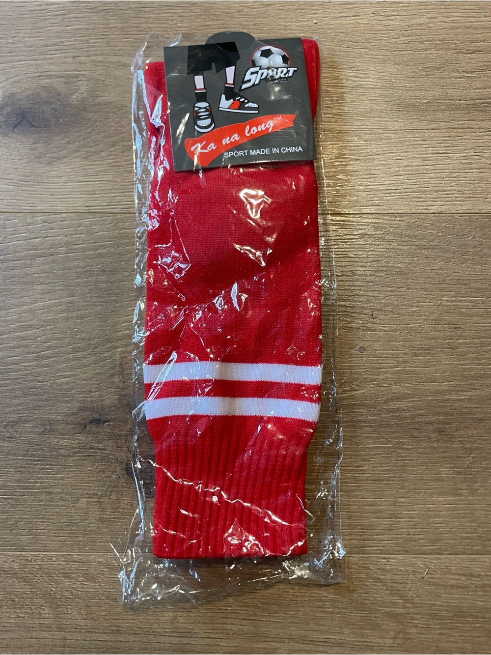 Sport Red Crew Athletic Socks White Stripes Youth Kids Football Soccer Size 8-10